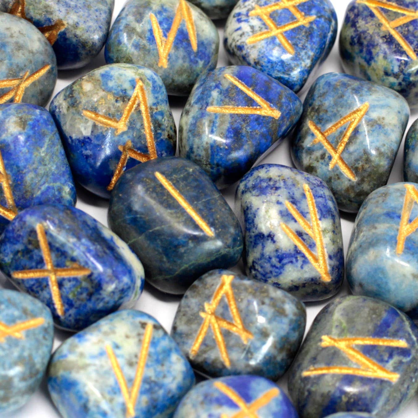 AW Artisan - Wholesale Spiritual Stone/Crystal - Indian Rune set in bags - Lapis2