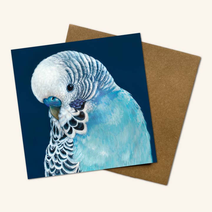 Jess Hutchison Art - Wholesale Everyday greeting card - Locky the Budgie Greeting Card