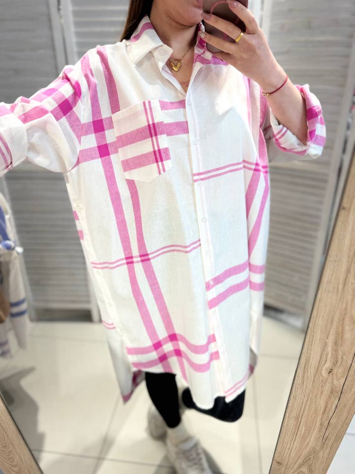 VICTORIA&ISAAC – Engroshandel Skjorte med buttondown – til kvinder – Langternet ternet skjorte i oversize stil - A1003-1