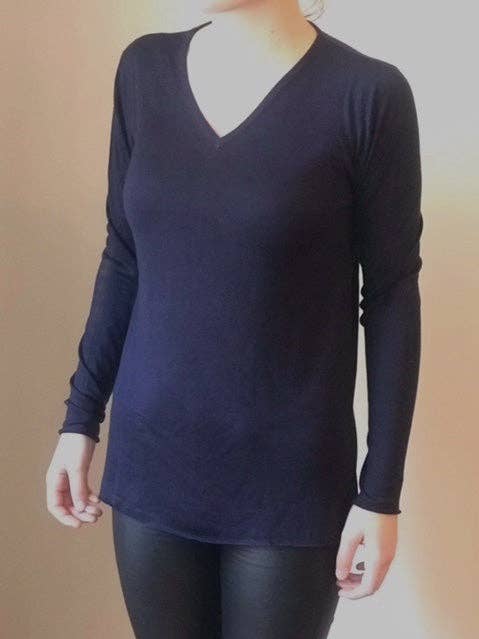 Kashmir silke finstickad V-ringad premium t-shirt tröja för wholesale av PRATI