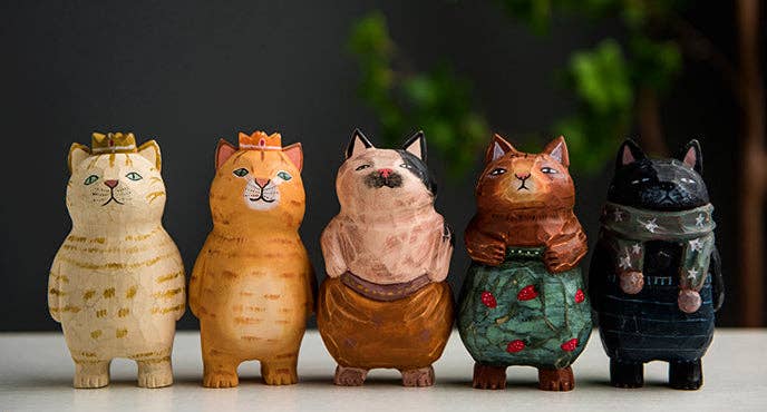 Gohobi （We cover U.S. import duties） - Venta al por mayor Figura decorativa - Adorno grande de gato de madera artesanal Gohobi8