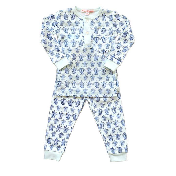 Blue Sea Turtle 2 Piece Pajama for wholesale by Pineapple Sunshine