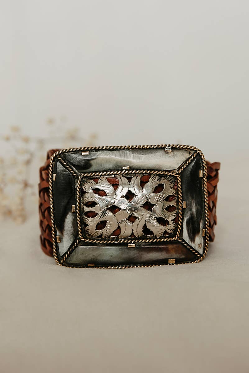 Lula Natura - Wholesale Belt - Women's - BROWN LEATHER BELT SQUARE EMPIRE3