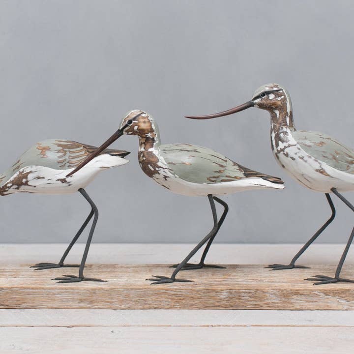 Godwit - Grey Marbled - Trio - 25"L -Wooden Ornament for wholesale by Aviologie