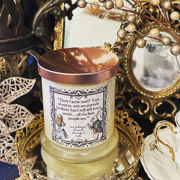 Vintage Luxe Design Co. - Wholesale Jar/Filled Candle - White Rabbit Alice Wonderland 10 Oz Soy Candle Strawberry3