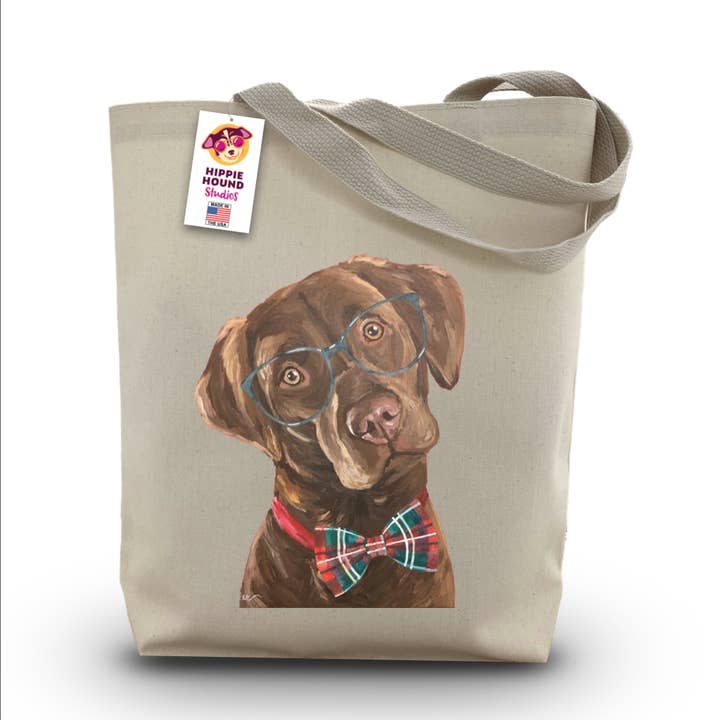 Christmas Dog Tote Bag, Chocolate Lab Tote, Christmas Gift for wholesale by Hippie Hound Studios