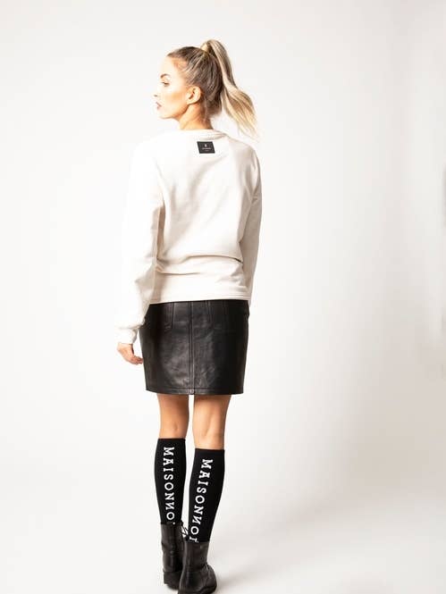 Calcetines largos hasta la rodilla con logo MN para venta al por mayor de Maisonnoée