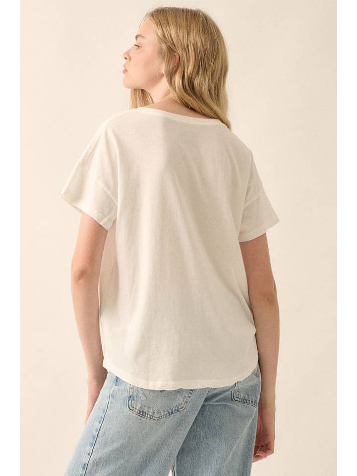 Ivory The Lover Butterfly Round Neck Graphic Tee for wholesale on Faire
