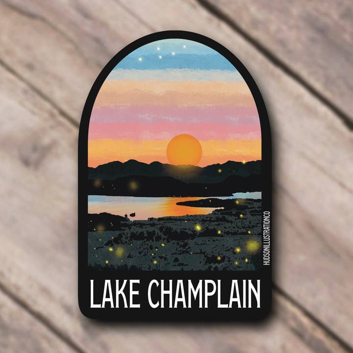 Lake Champlain - Sticker/Magnet/Print/Postcard - NY VT for wholesale by Hudson Illustration Co - About Town Co