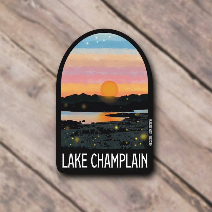 Lake Champlain - Sticker/Magnet/Print/Postcard - NY VT for wholesale by Hudson Illustration Co - About Town Co