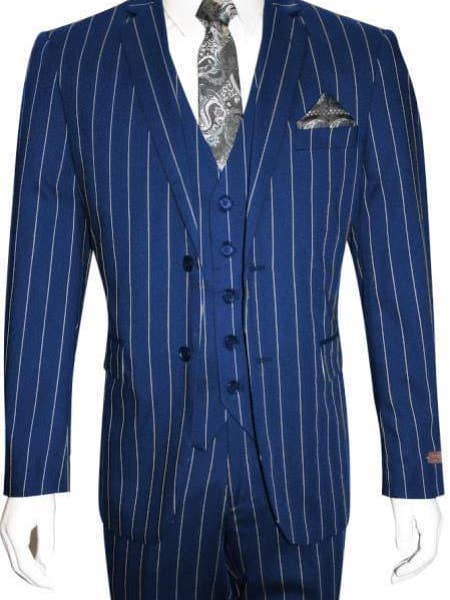 1920 - NAVY/WHT - Mens Modern Fit Suit for wholesale by Alberto Nardoni