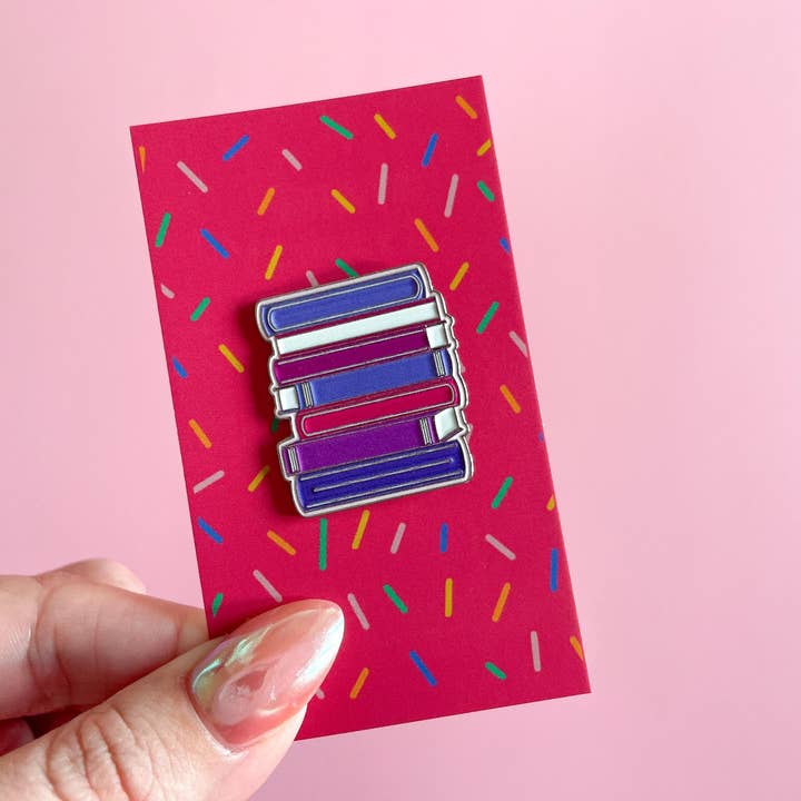 Book Stack Enamel Pin for wholesale by Stark + Stanley