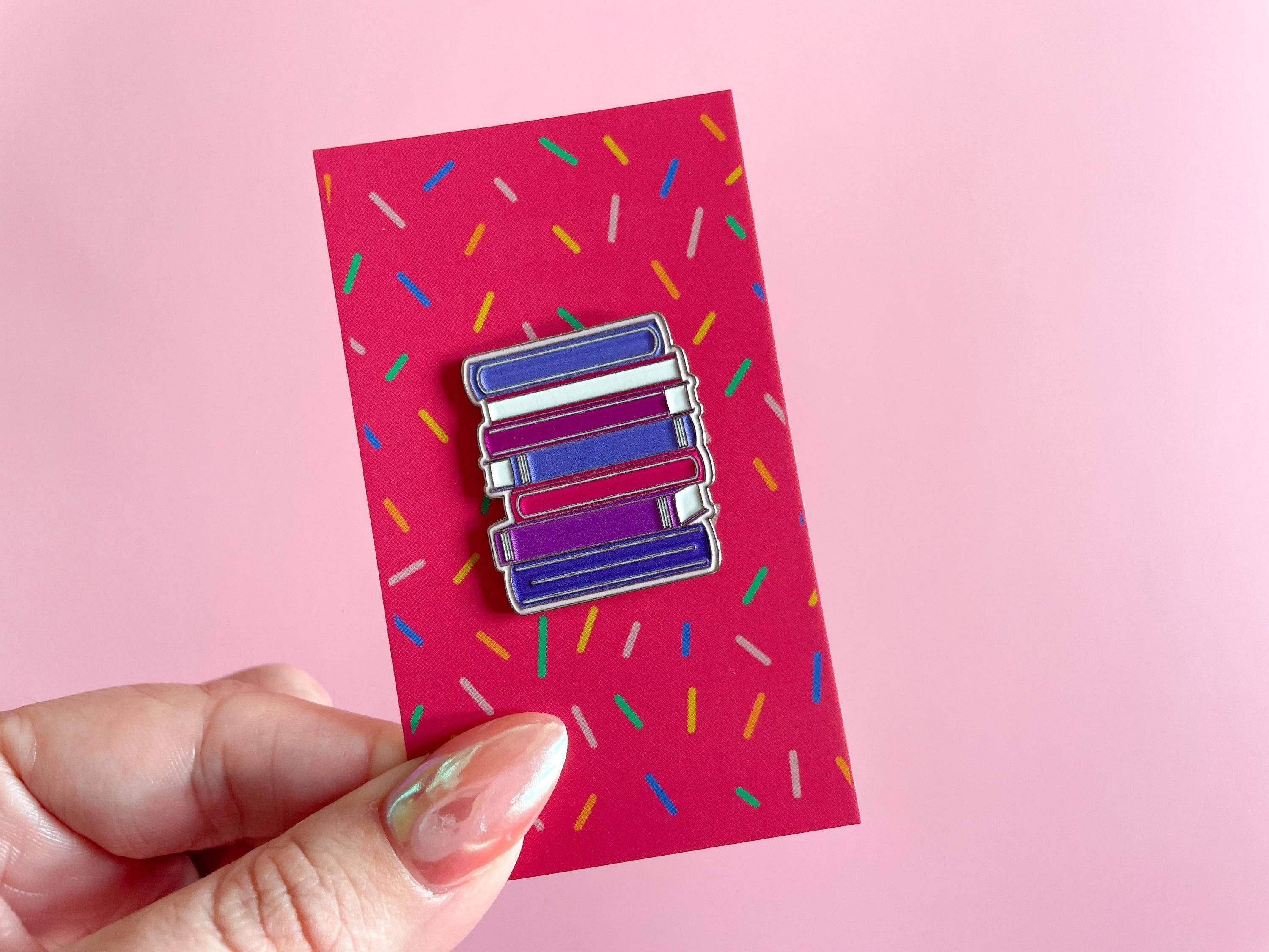 Book Stack Enamel Pin for wholesale by Stark + Stanley