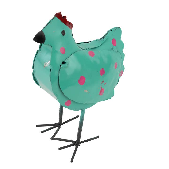 My Amigos Imports - Wholesale Outdoor Ornament/Decor - Polka Dot Chick-Mini-Metal-Chicken-Yard Art-8Wx10H-Chicks3