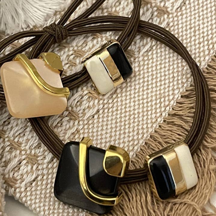 Abstract Metallic Charm Elastic Hair Tie for wholesale by AK Brand