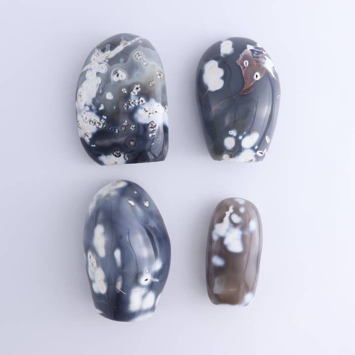 Orca Agate Freeform Set of 4 for wholesale by Mi Esperanza Minerals