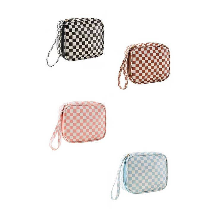 Vanilla Monkey - Wholesale Makeup/Cosmetic Bag - Checkered Cosmetic Makeup Travel Case