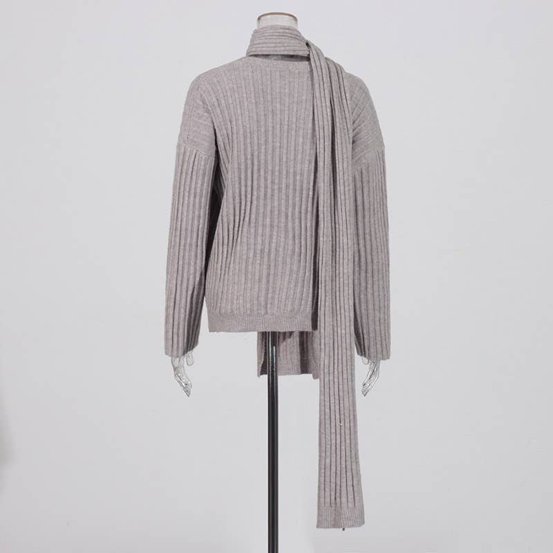 Productseeker – Großhandel Set aus Oberteil und Hose (NICHT Loungewear) – Damen – SET271 V-Ausschnitt Strickpullover und High-Waist Gerade Hose Set4