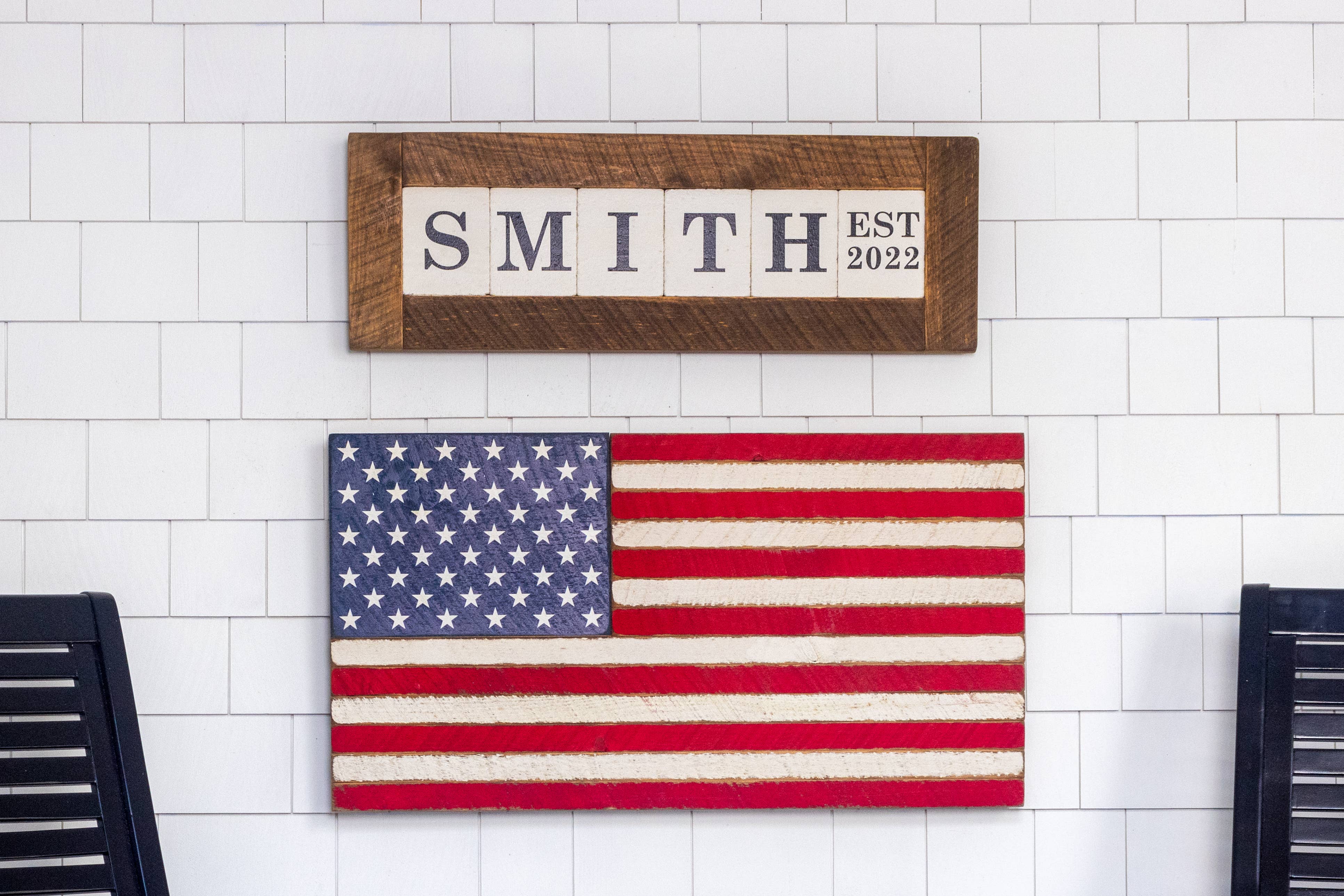 Rustic Marlin Personalized Home Decor - Wholesale Sign - Classic Wooden American Flag9
