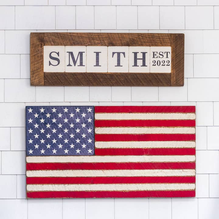 Rustic Marlin Personalized Home Decor - Wholesale Sign - Classic Wooden American Flag9