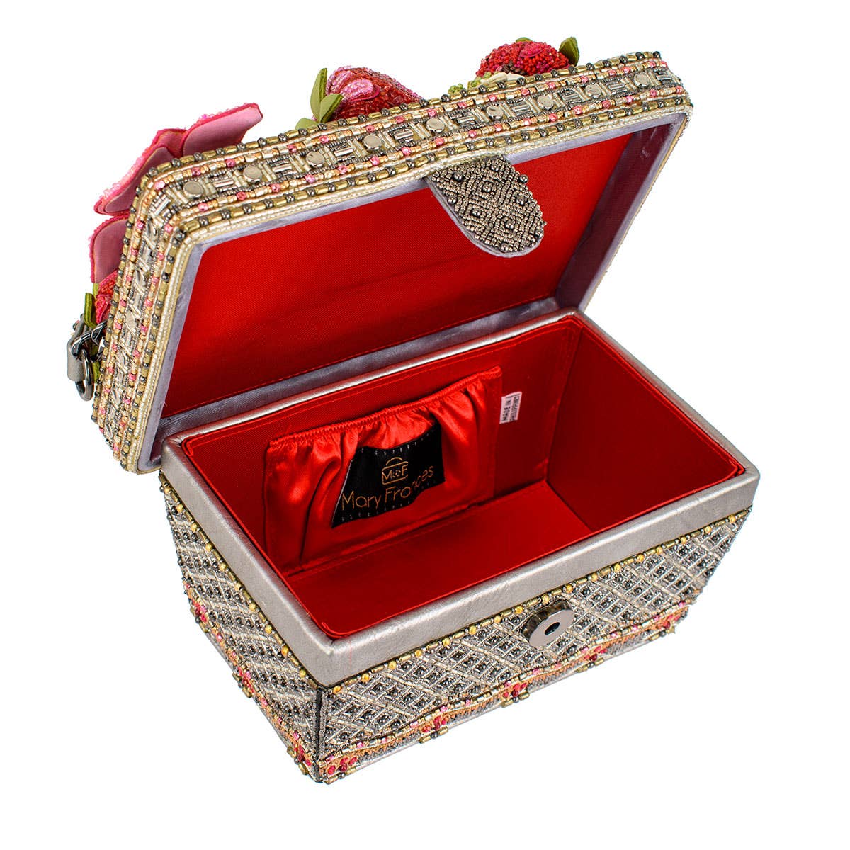 Mary Frances Accessories – wholesale Top handle bag – women's – Berry Beautiful Top Handle Beaded Strawberry Basket Bag6