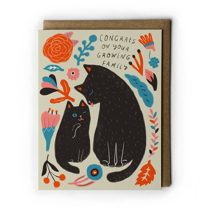 Carte de vœux Kitty Félicitations pour votre bébé en pleine croissance pour la vente par Honeyberry Studios