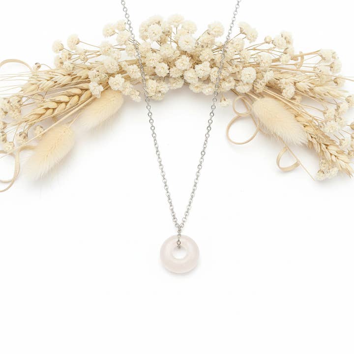 Rosenkvarts Halsband - Donut för wholesale av Produtos Namasté