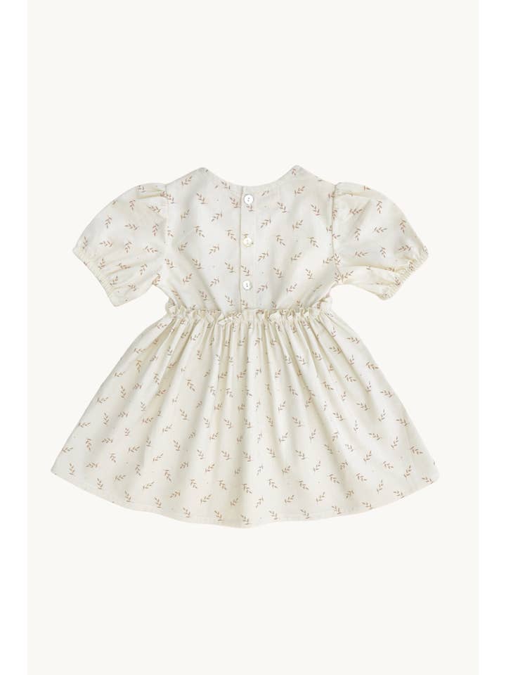 Eli & Nev - Wholesale Dress - Baby - Baby Girl Floral Summer Dress Beige 100% Cotton OEKO-TEX