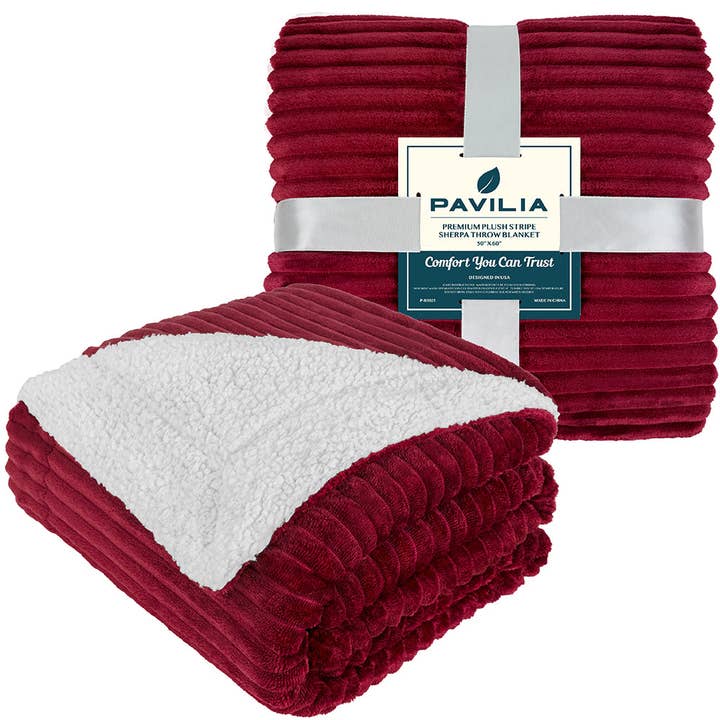 Pavilia - Wholesale Throw Blanket - Ribbed Sherpa Throw Blanket72