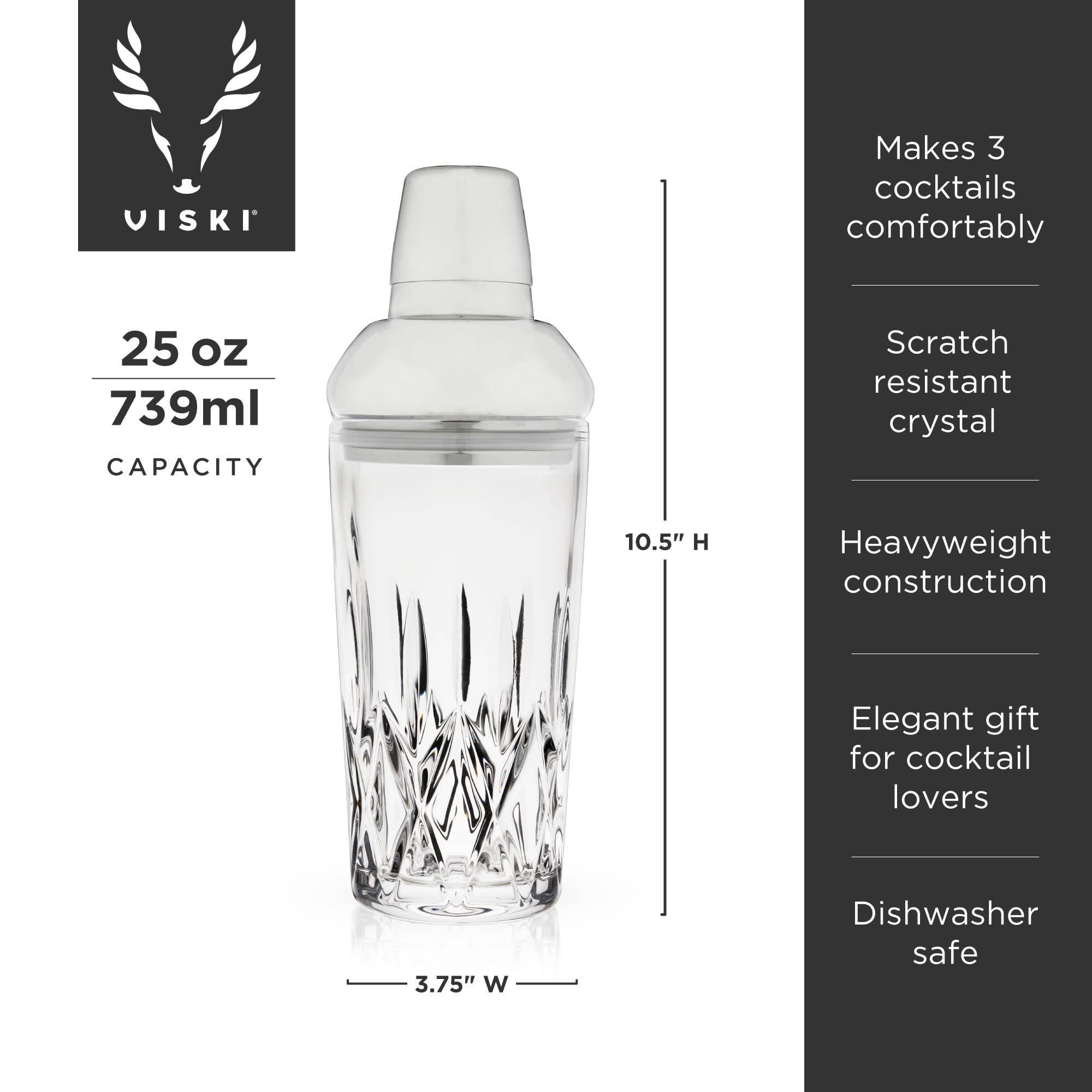 Viski - Wholesale Cocktail Shaker - Admiral™ Crystal Cocktail Shaker with Builtin Strainer7