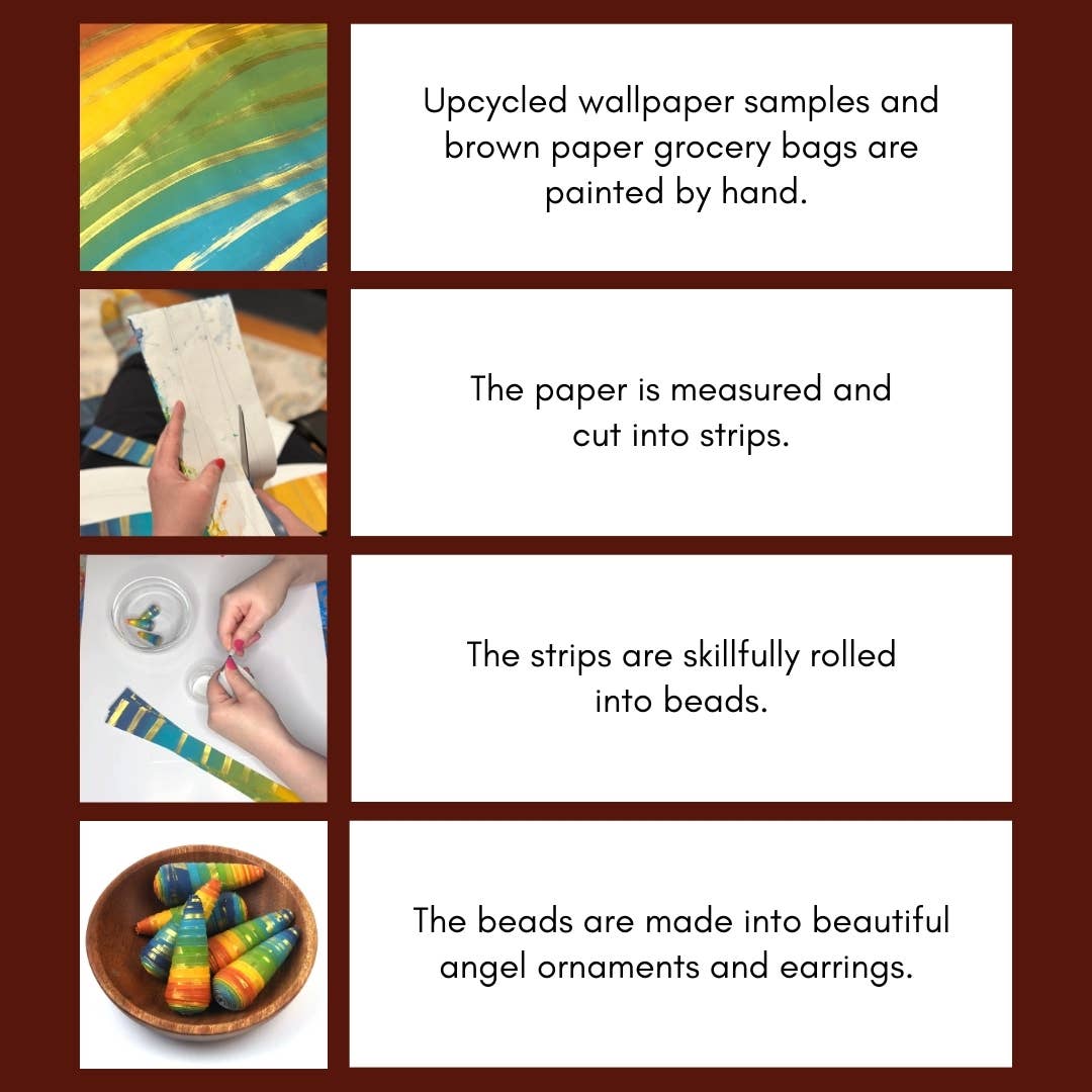 Allison Lake Handmade - Wholesale Dangle Earrings - Abstract Eco-Friendly Painted Paper Bead Earrings | Case Pk5