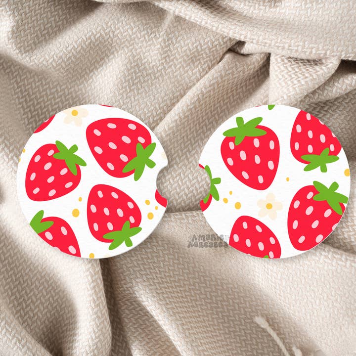 Posavasos con diseño de fresas para venta al por mayor de amarieacreates