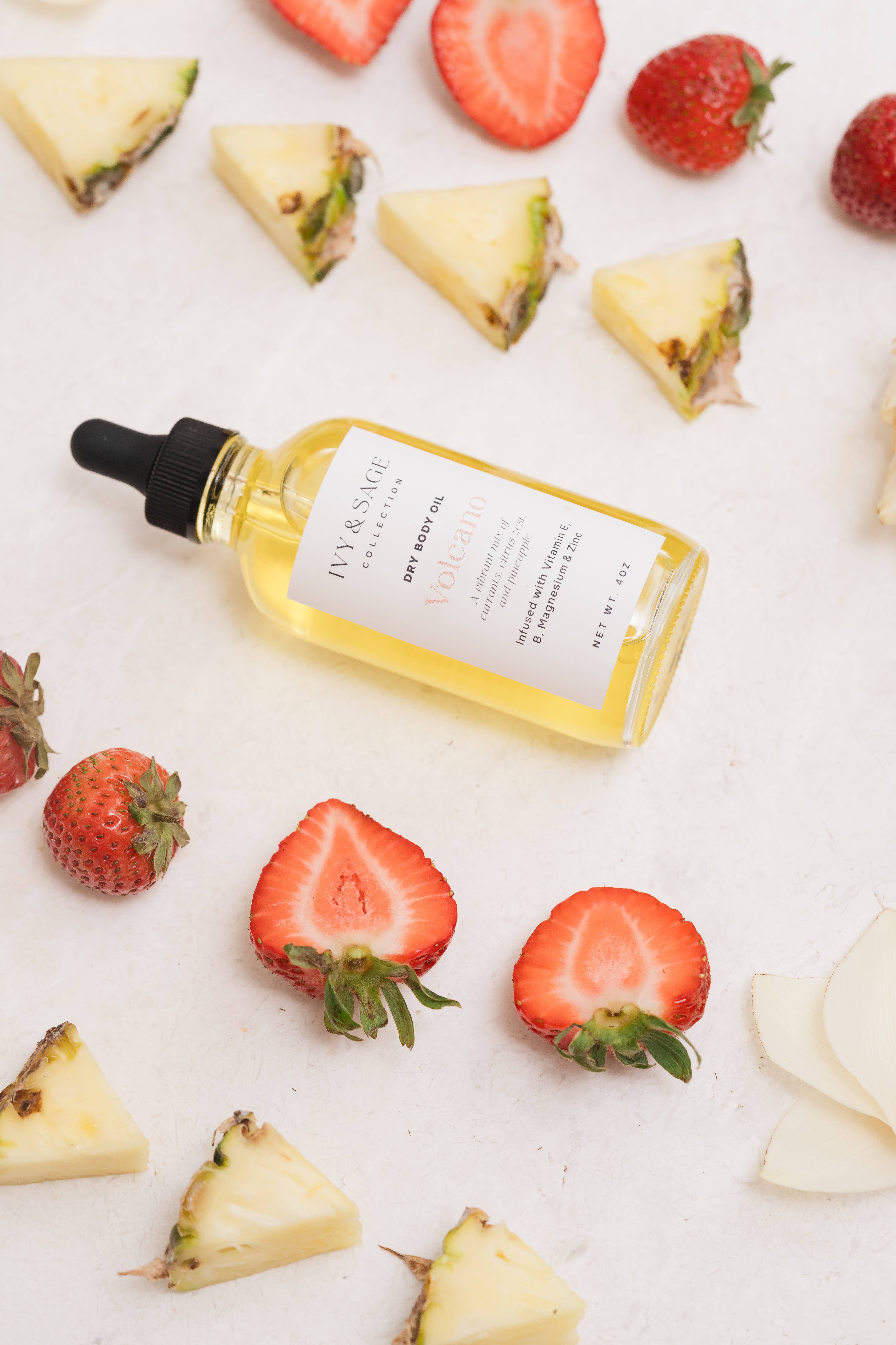 Ivy & Sage Collection - Vente Huile pour le bain/corps - Huile Sèche pour le Corps – Volcan, Fruité & Hydratant1