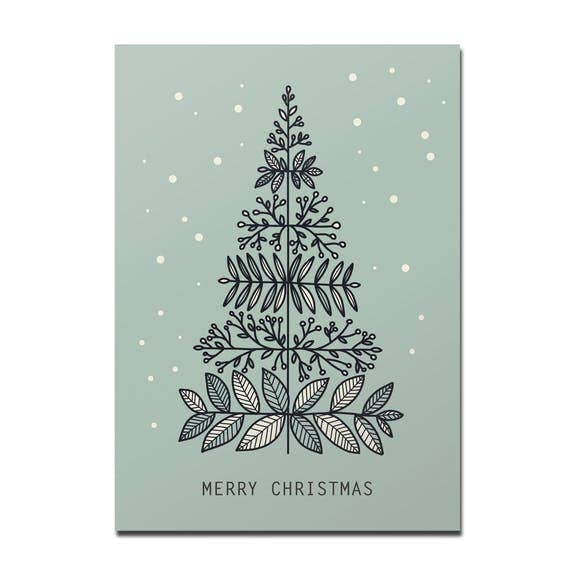 Christmas tree light green postcard, Merry Christmas for wholesale by Rotberta