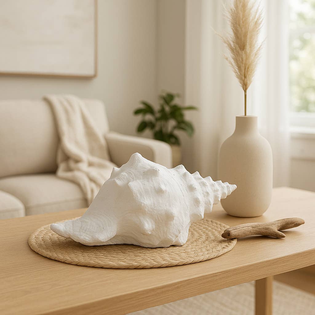 Sagebrook Home - Wholesale Decorative Figurine - Figurine - White Resin Coastal Solid Conch Shell, 10 in.1