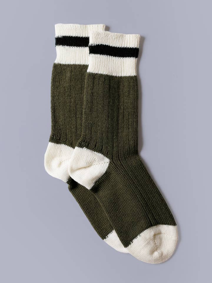 Mountain Socks - Olive Black Stripe for wholesale by Muttonhead