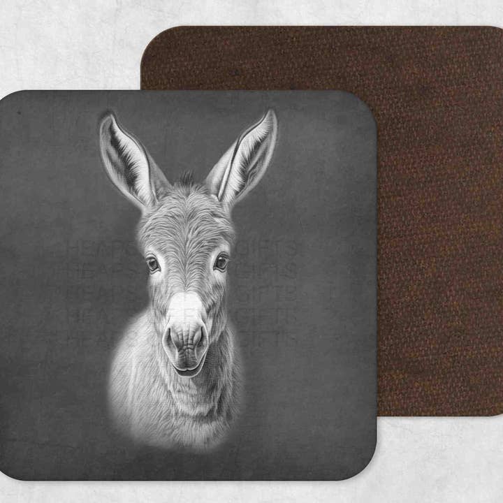 Donkey Head Glossy Hardboard Coasters - Unique Design for wholesale by HEAPS OF FUN