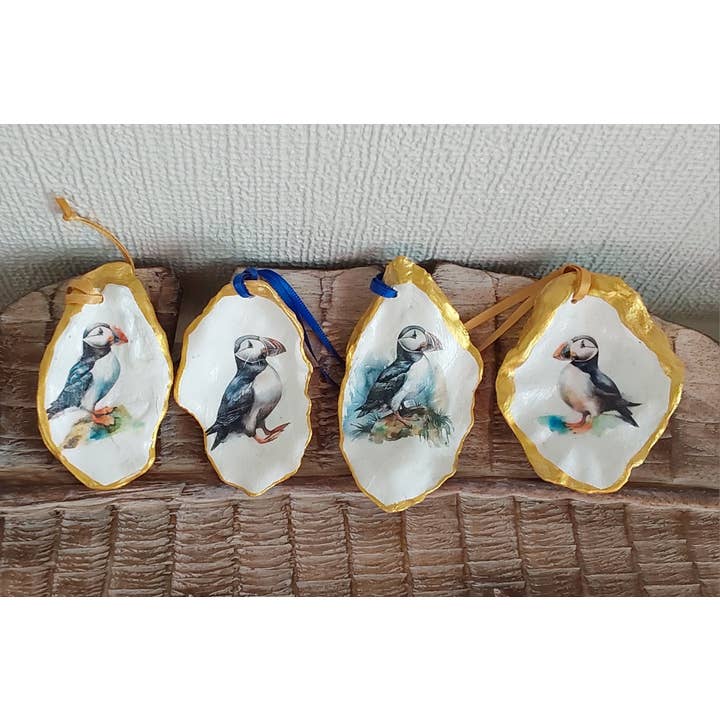 Bee my Oyster – Großhandel Verzierungs-Set – Dekofigur Papageientaucher, 4 x Muscheldeko, Weihnachtsvögel