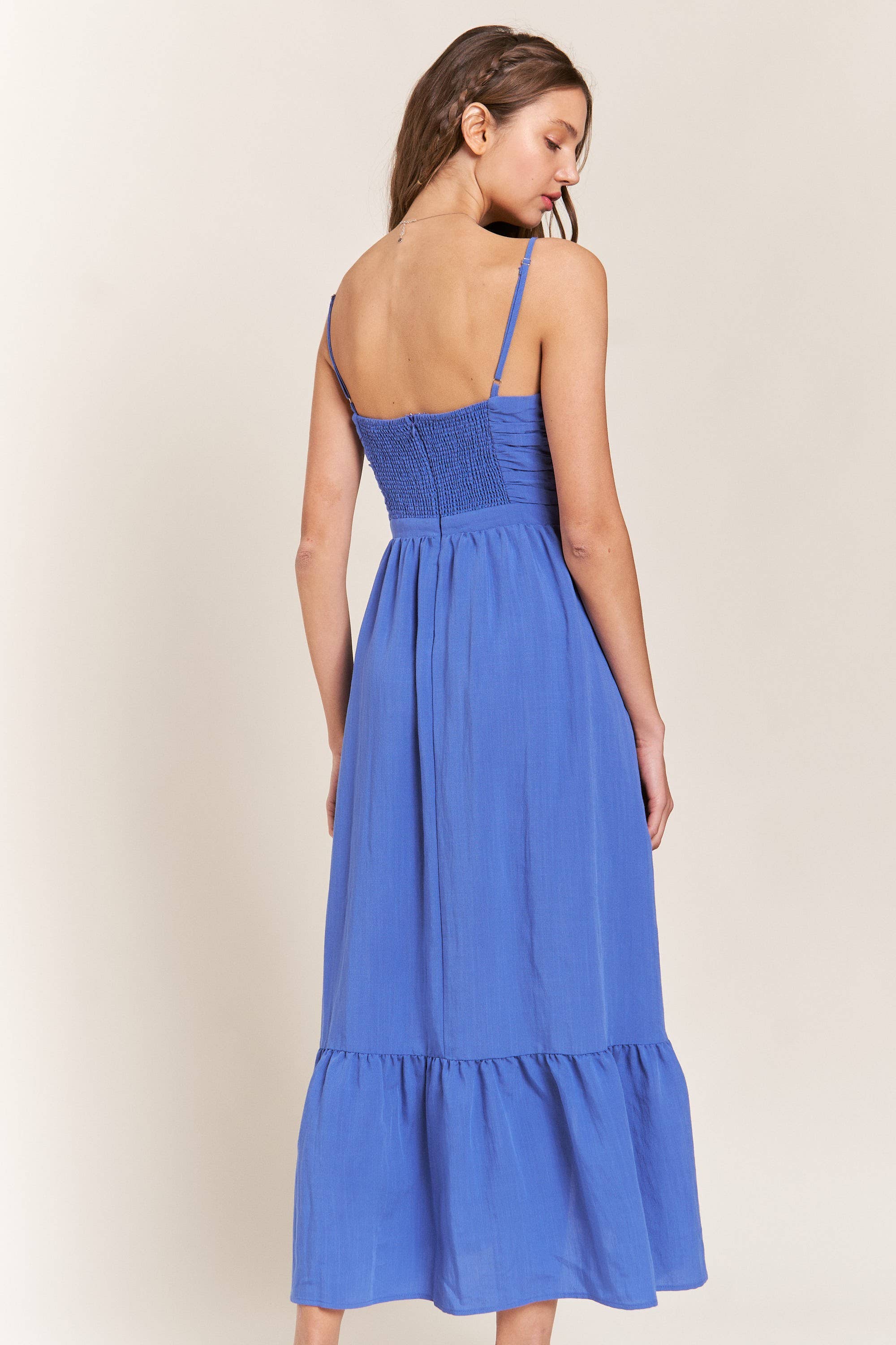In The Beginning - Vente Robe – femme - Robe longue bleue à découpes latérales détaillées10