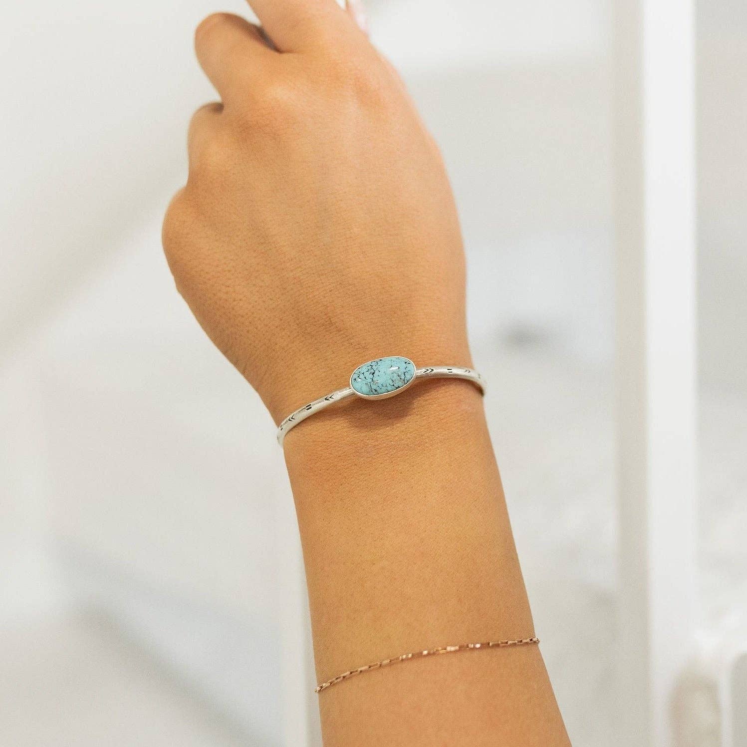 Indie Rae - Vente Bracelet manchette - Bracelets en turquoise égyptienne estampée14