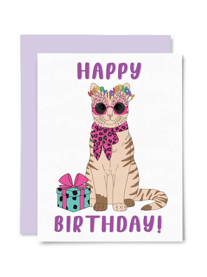 Birthday Cat Card for wholesale by Illustrating Amy