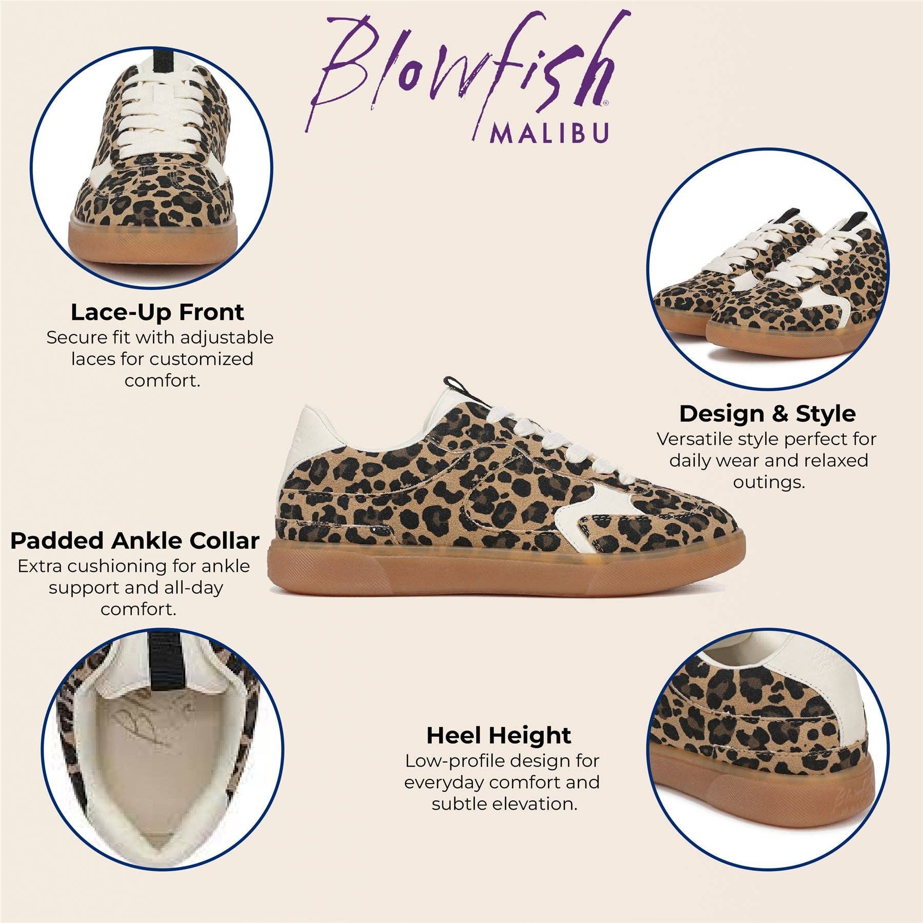Leopard Blowfish Malibu Damen Leopard Braun Schnürsneaker - Tastic für den Großhandel auf Faire1