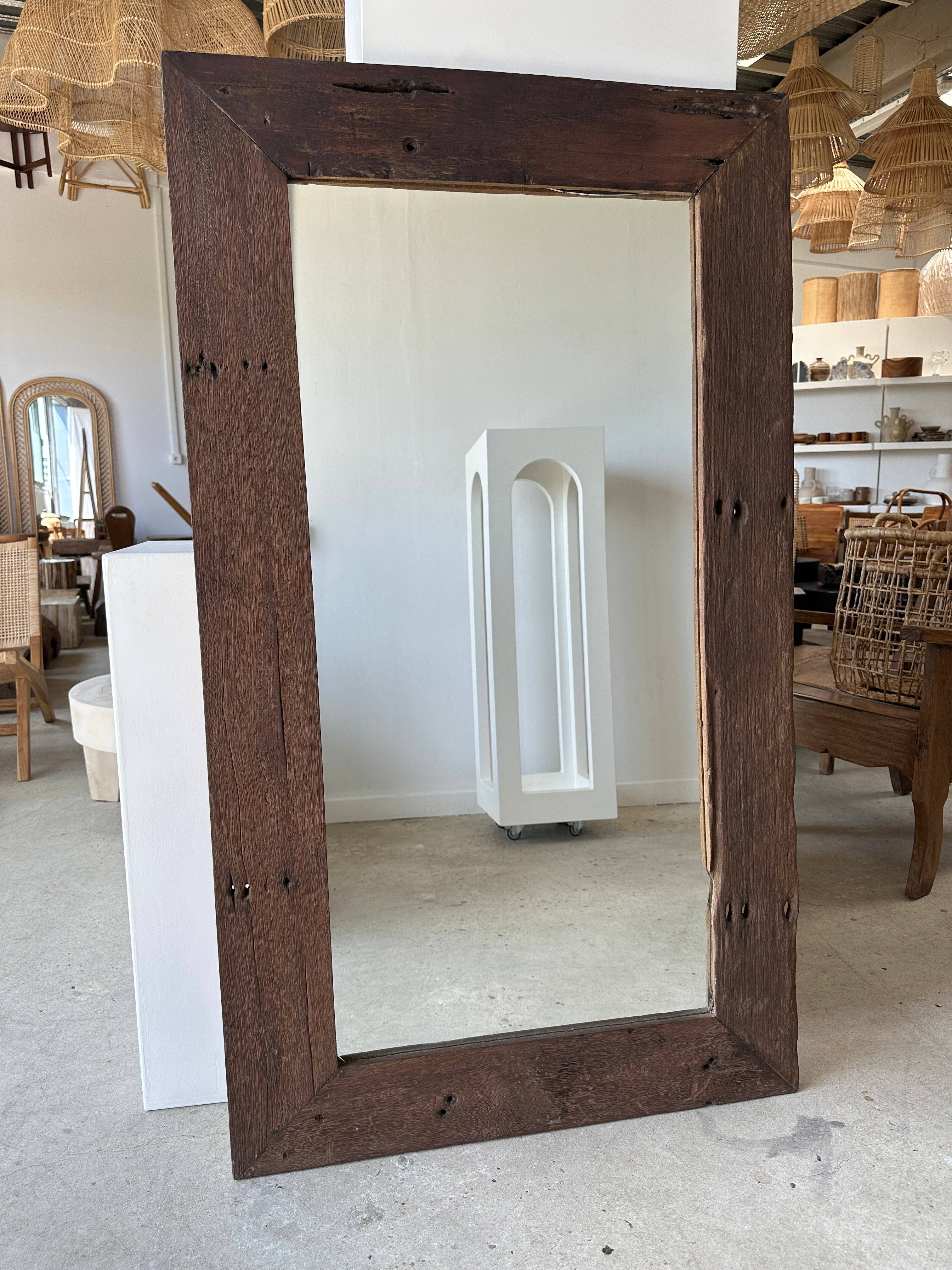 Office Objets - Wholesale Wall Mirror - Mirror with exotic brutalist old iron wood frame H:139cm76