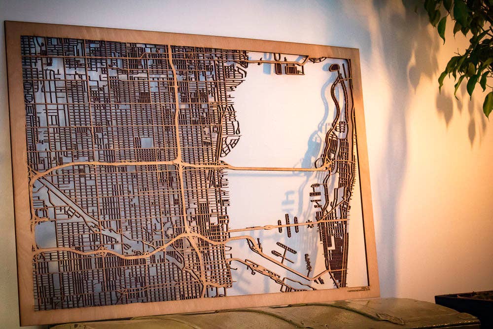 One Man One Garage - Wholesale Wall Accent - City Maps, Large 24x36" Perfect Housewarming Gift! Wooden Street Cutouts17