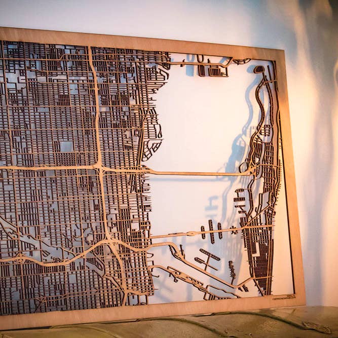 One Man One Garage - Wholesale Wall Accent - City Maps, Large 24x36" Perfect Housewarming Gift! Wooden Street Cutouts17