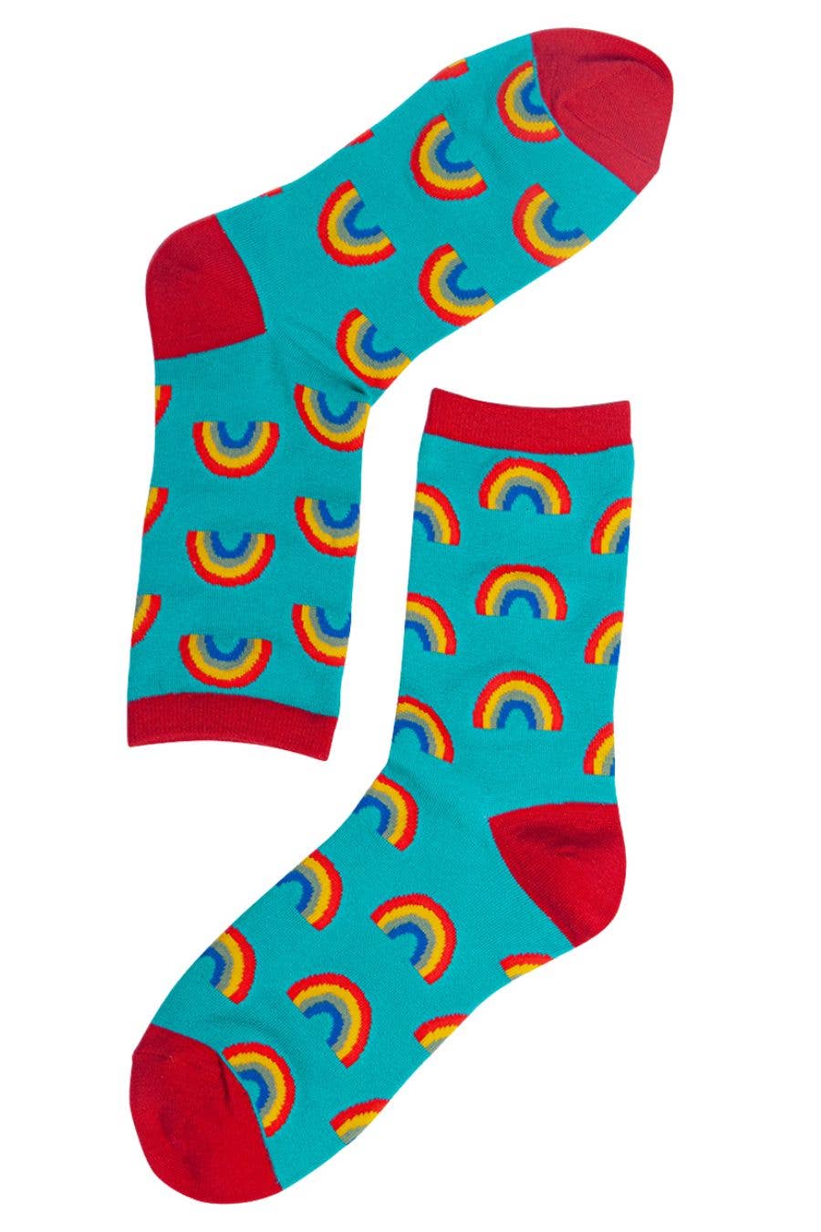 Sock Talk – wholesale Socks – Women's – Womens Rainbow Bamboo Socks Novelty Ankle Socks Turquoise1