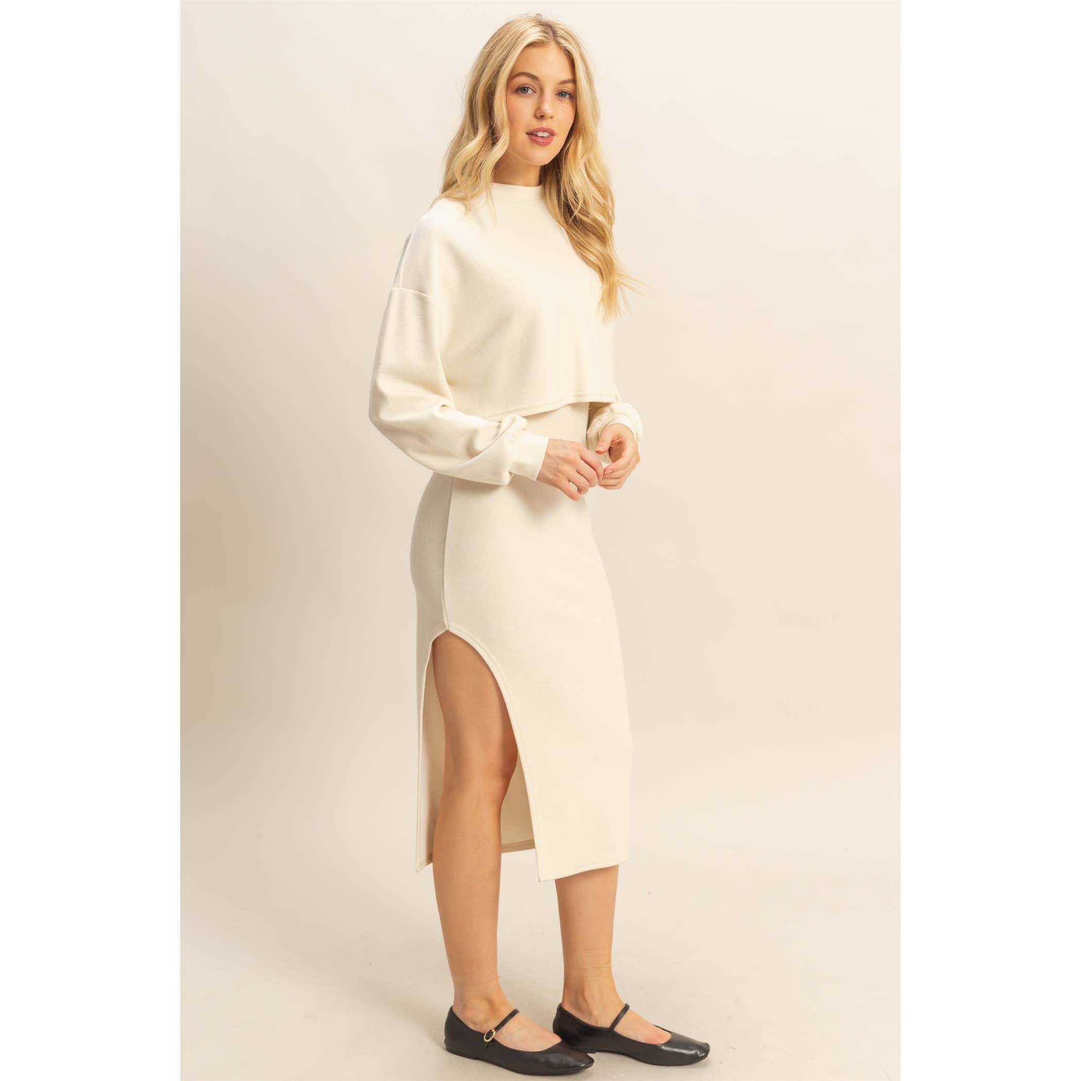 HYFVE - Vente Robe – femme - Ensemble Pull-over Tricoté et Robe Midi3