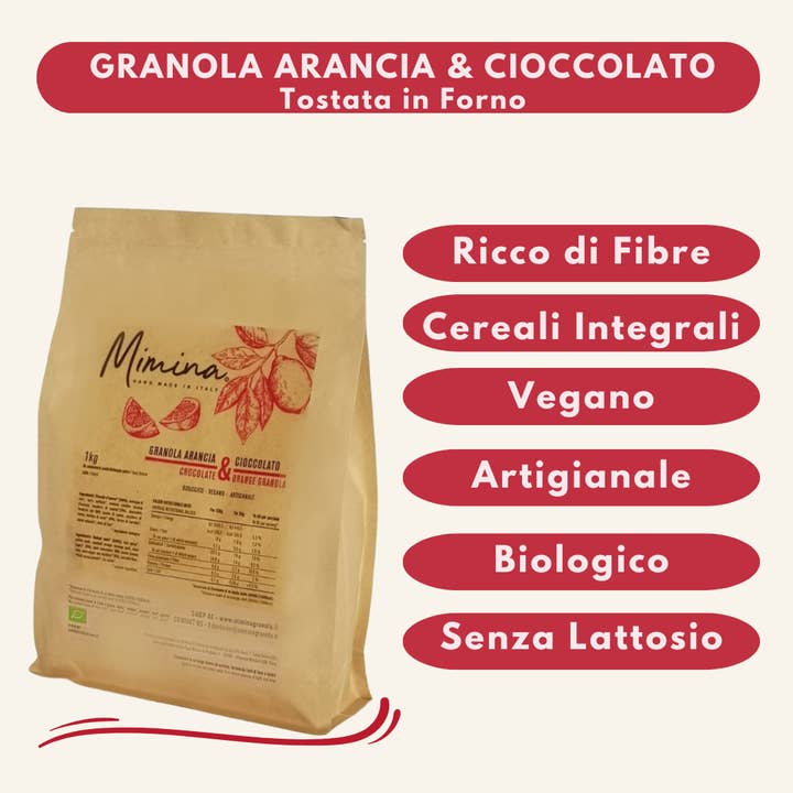 Mimina Granola – Engroshandel Granola – Granola Appelsin & Chokolade 1kg /3kg