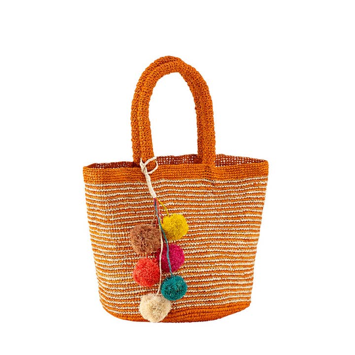 Joy Natural Orange Raffia Tote Bag - Handmade for wholesale by Be You Fashion