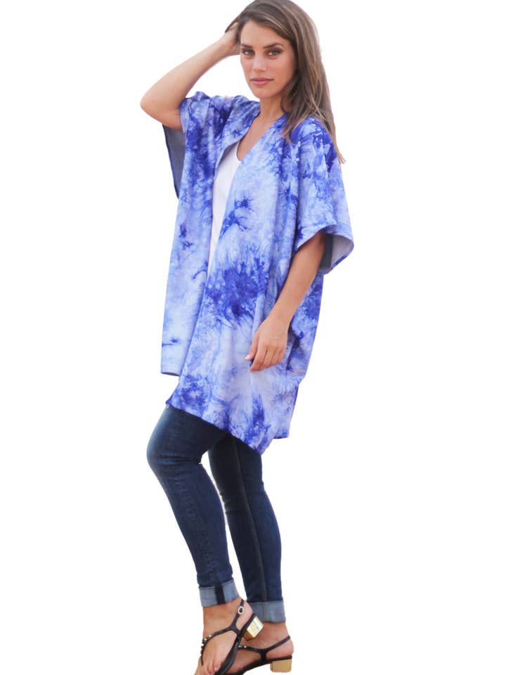 BRANDELIA – wholesale Kofta - Dam – Lång tröja · Batik Blue
